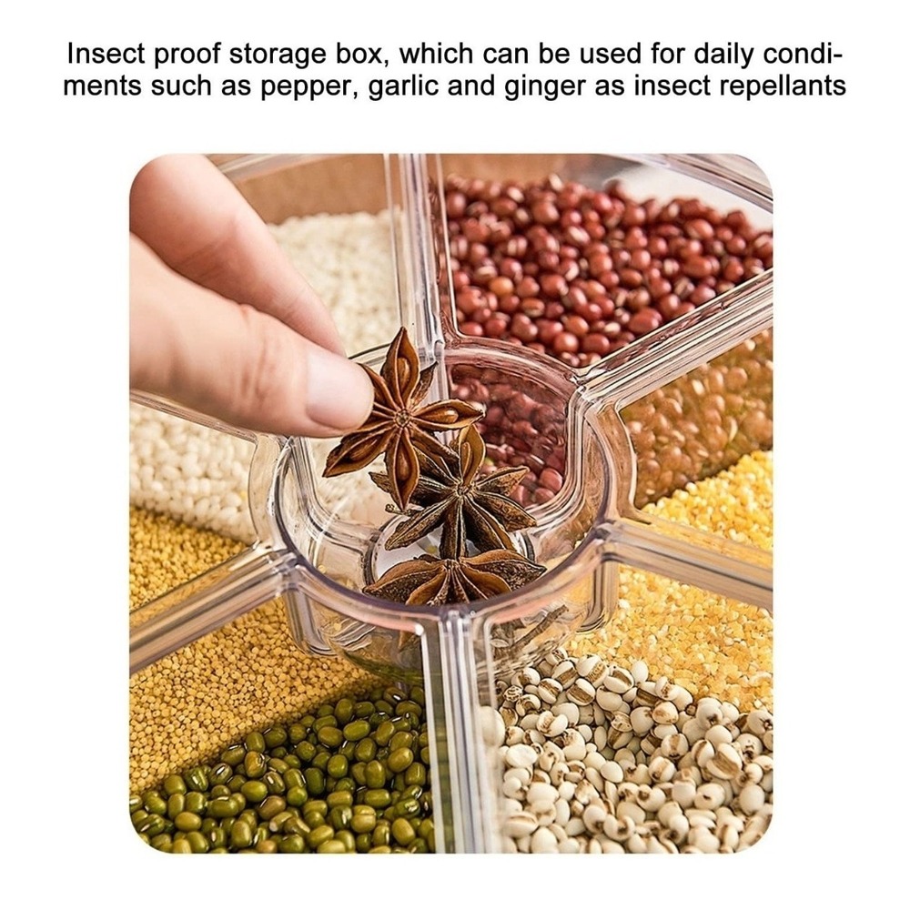 6-Grid 360° Grains Dispenser Rotating Rice Dispenser Storage Container 13lbs - Picture 6 of 9